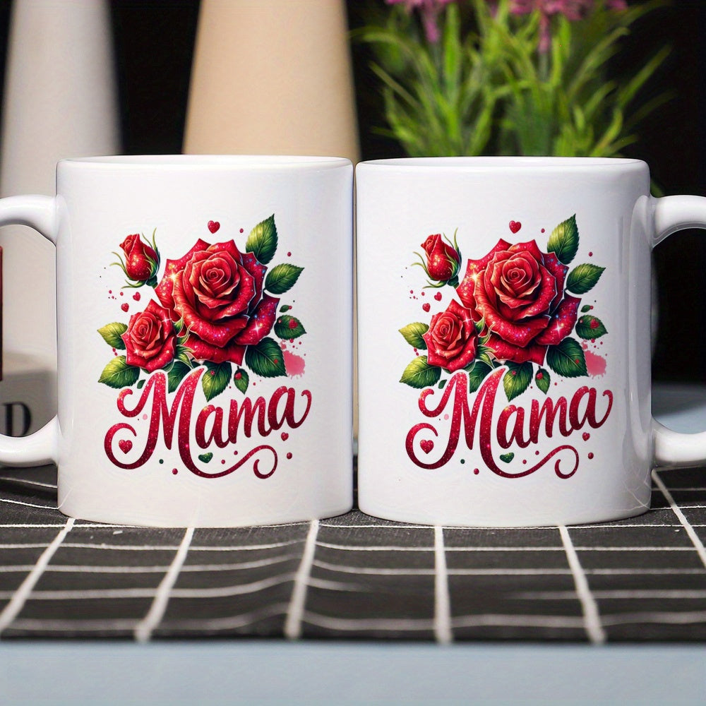Tailorly Black Accent 11 oz Mug - mama red flowers on golden points