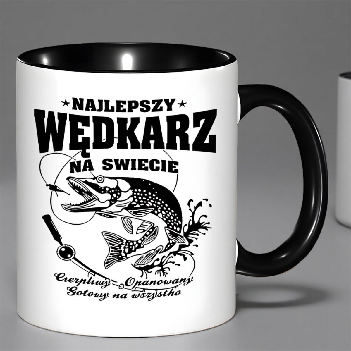 Tailorly Black Accent 11 oz Mug - fish hooks polish words