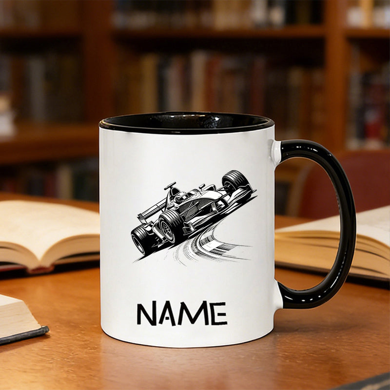 Tailorly Black Accent 11 oz Mug - coffee mug， halloween， christmas， personalized name text， speed and trajectory