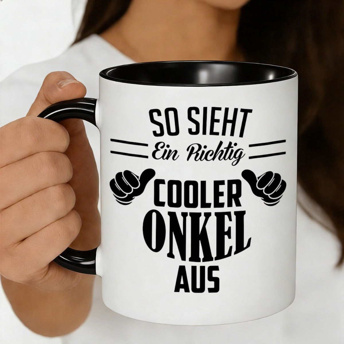 Tailorly Black Accent 11 oz Mug - so sieht cooler onkel aus text thumbs