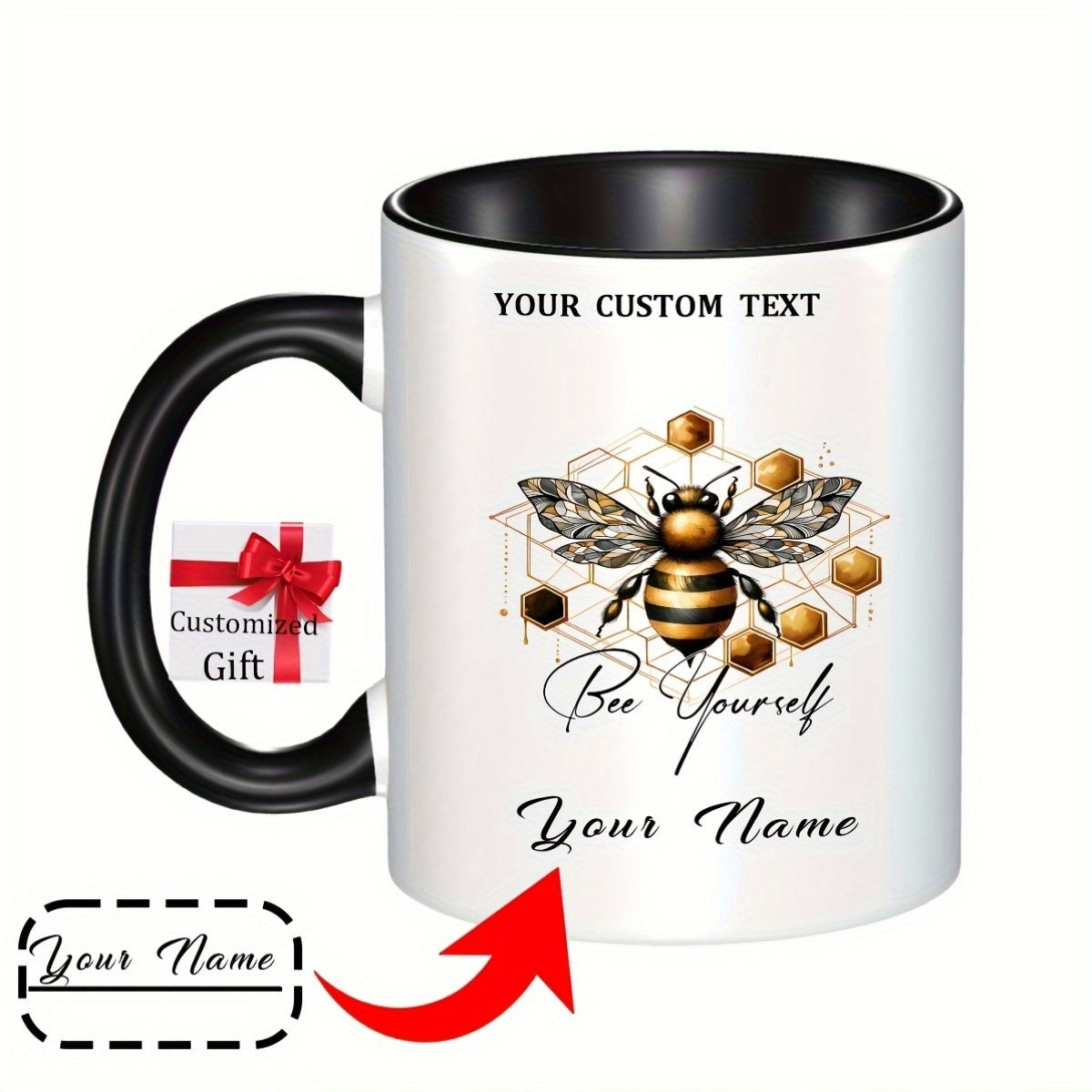 Tailorly Black Accent 11 oz Mug - customizable text