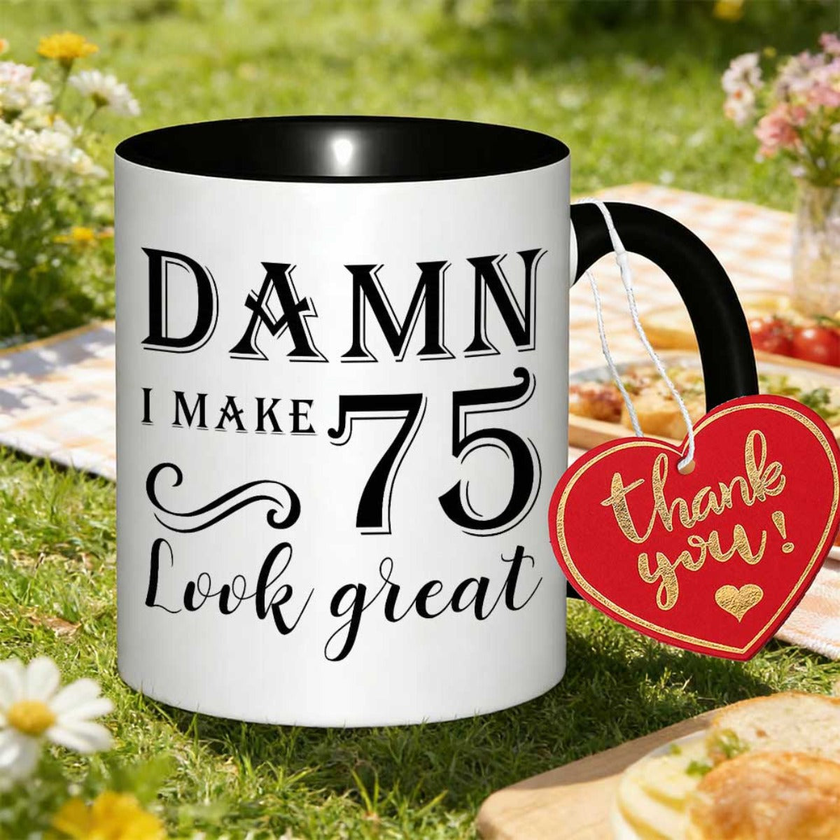 Tailorly Black Accent 11 oz Mug - funny aging joke text
