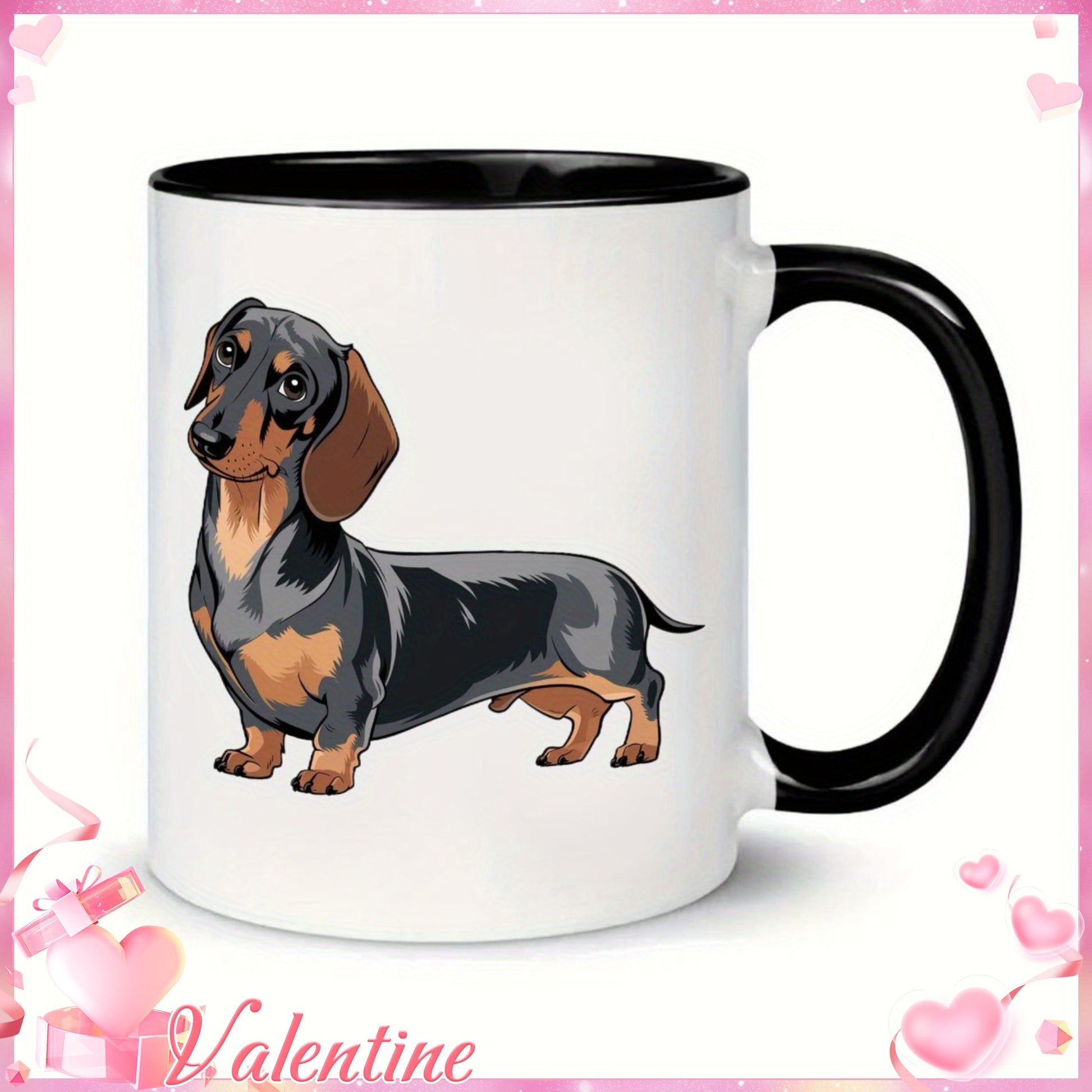 Tailorly Black Accent 11 oz Mug - item picture 11oz insulated ceramic coffee mug with black handle ideal for hot cold beverages hand or machine