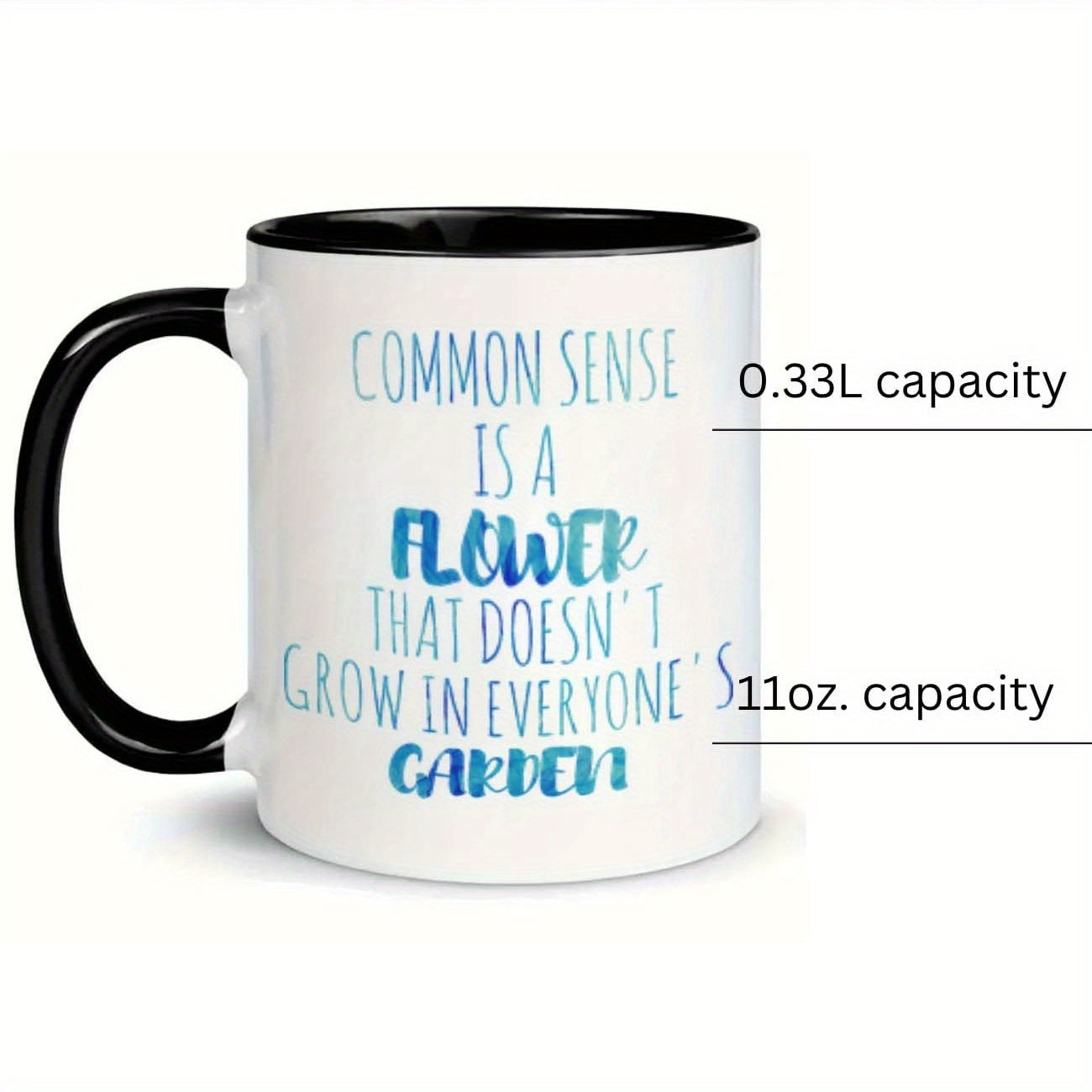 Tailorly Black Accent 11 oz Mug - flower garden with cute smiling flower face and petal
