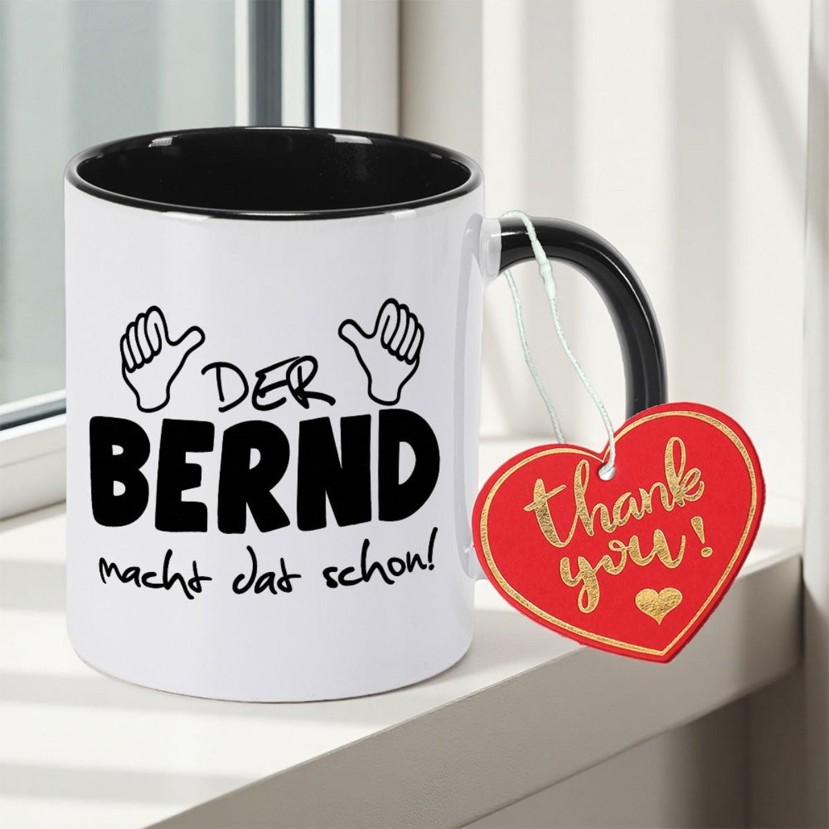 Tailorly Black Accent 11 oz Mug - hand gesture design
