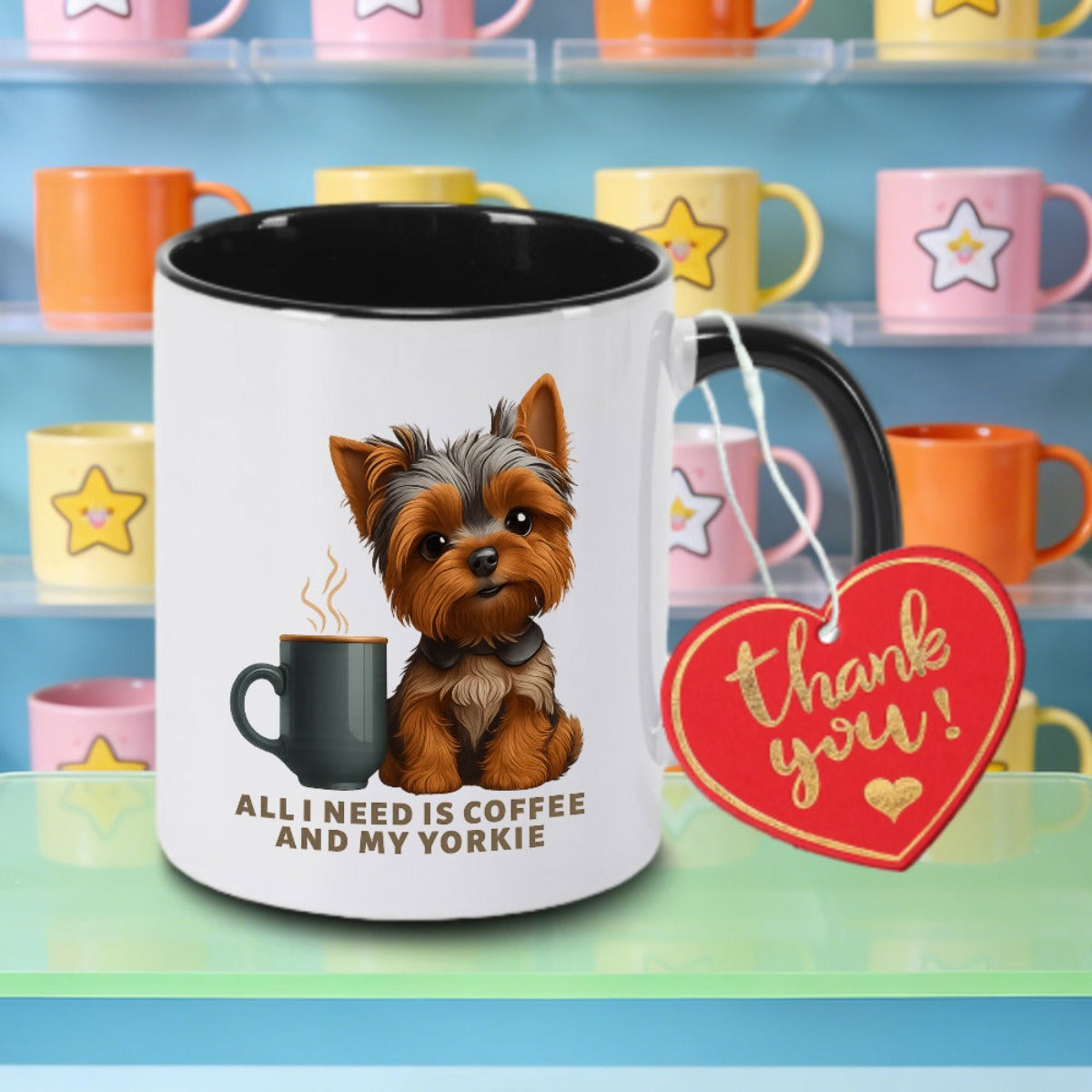 Tailorly Black Accent 11 oz Mug - yorkshire terrier dog