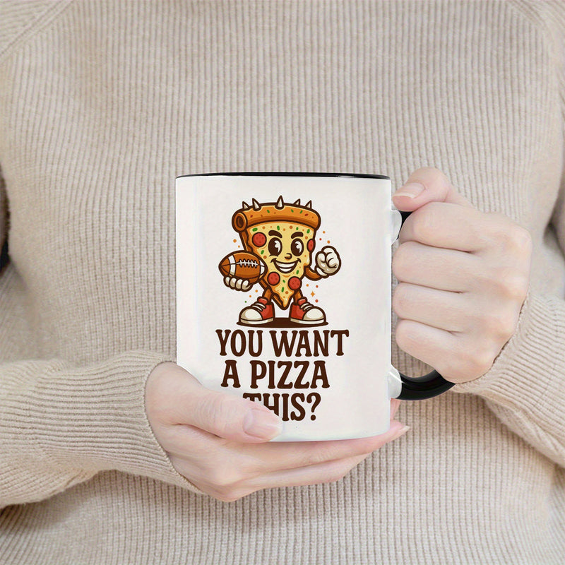 Tailorly Black Accent 11 oz Mug - cute pizza character a pizza this saying