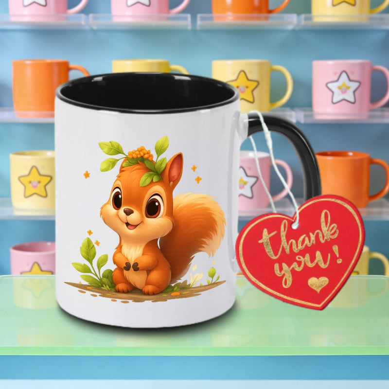 Tailorly Black Accent 11 oz Mug - squirrel design logo