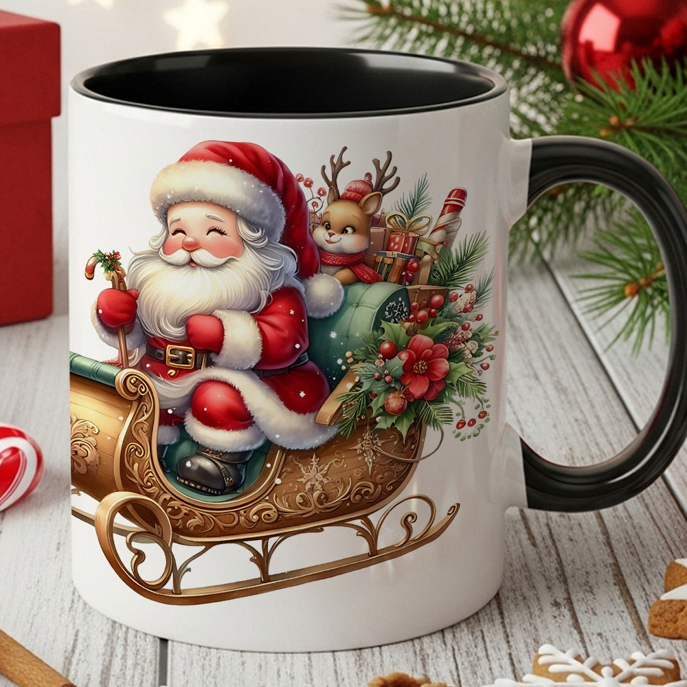 Tailorly Black Accent 11 oz Mug - red golden holiday design