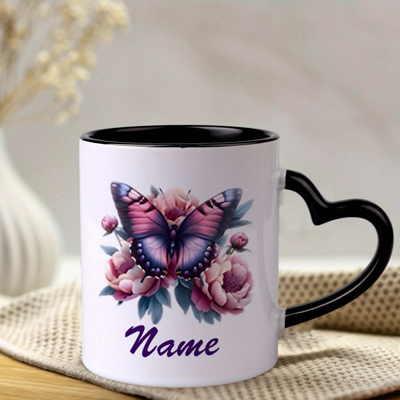 Tailorly Black Accent 11 oz Mug - heart shaped handle