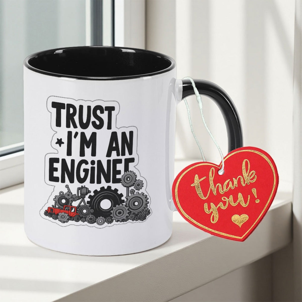 Tailorly Black Accent 11 oz Mug - item picture 1pc with me im an engineer double sided print floral print party new year microwave mug for coffee