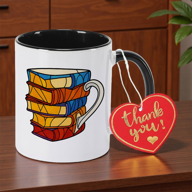 Tailorly Black Accent 11 oz Mug - book lovers print