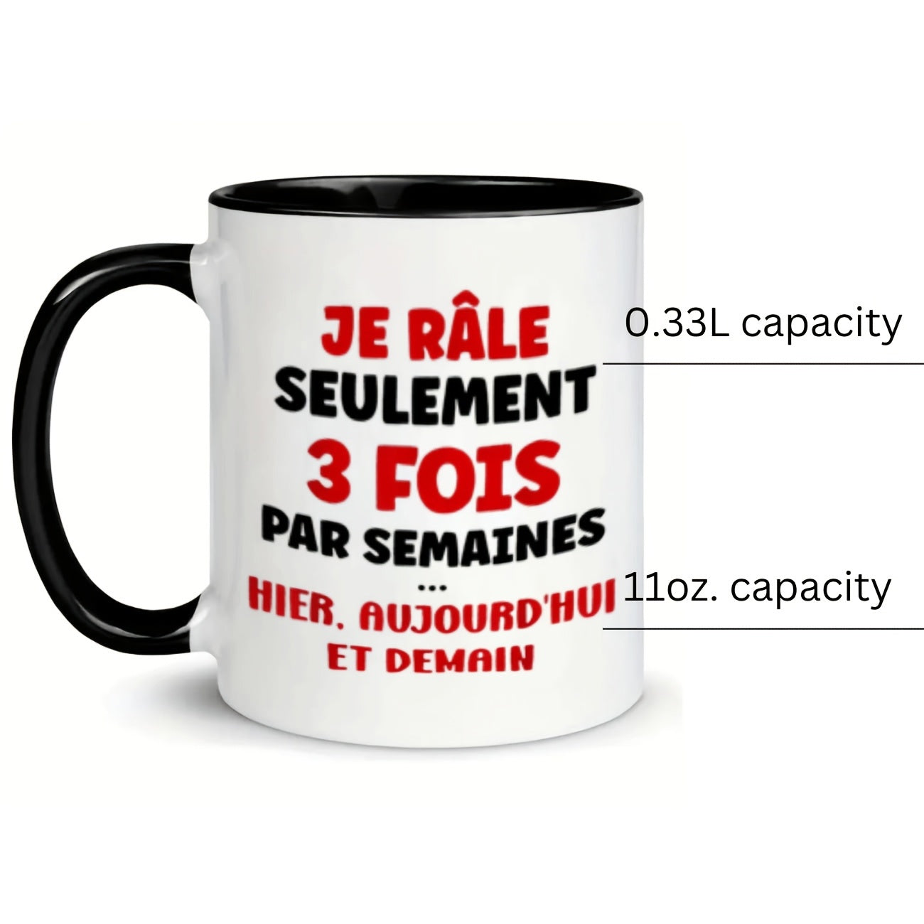 Tailorly Black Accent 11 oz Mug - red black text funny