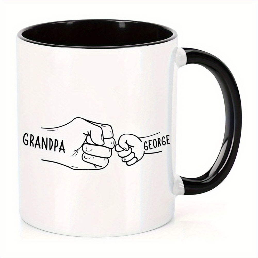 Tailorly Black Accent 11 oz Mug - grandpa boxing illustration
