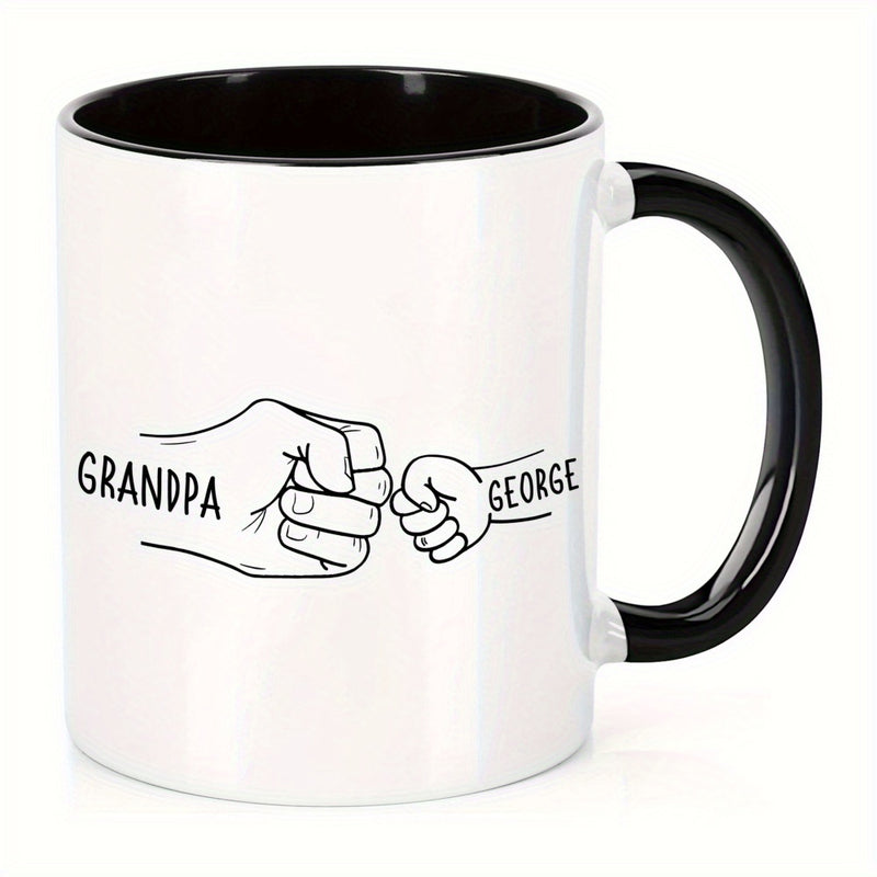 Tailorly Black Accent 11 oz Mug - grandpa boxing illustration