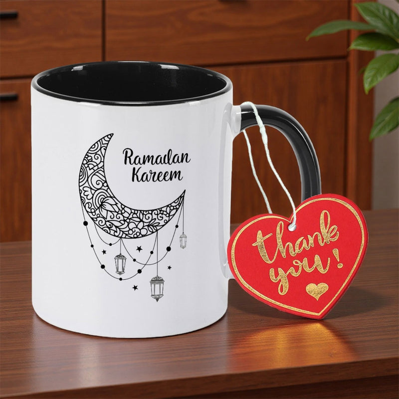 Tailorly Black Accent 11 oz Mug - ramadan kareem with black lantern double sided print