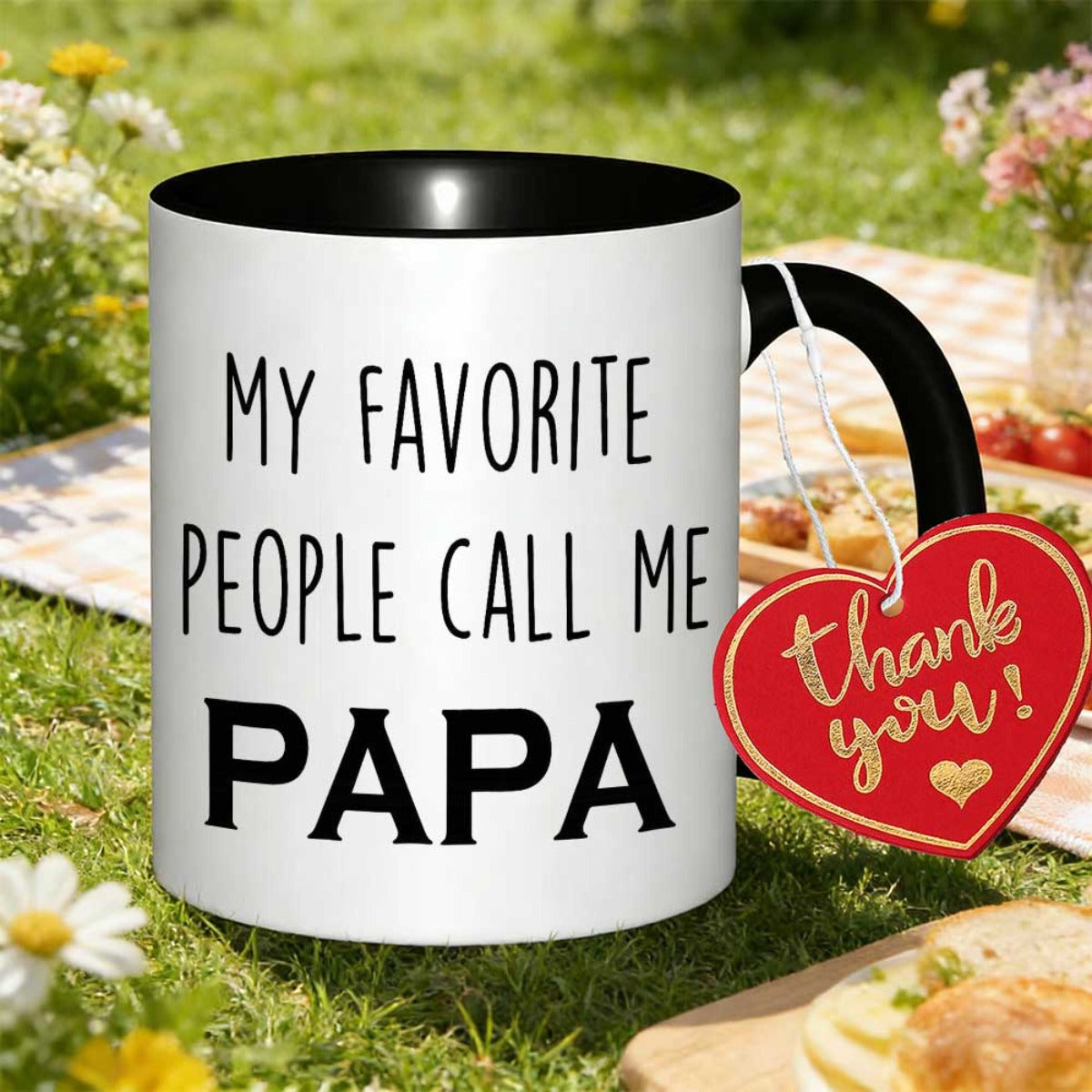 Tailorly Black Accent 11 oz Mug - humorous design with words "people papa study"
