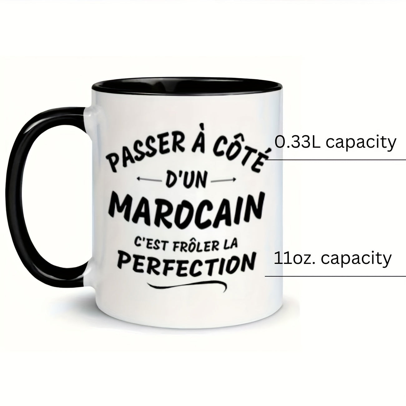 Tailorly Black Accent 11 oz Mug - french themed coffee mug design