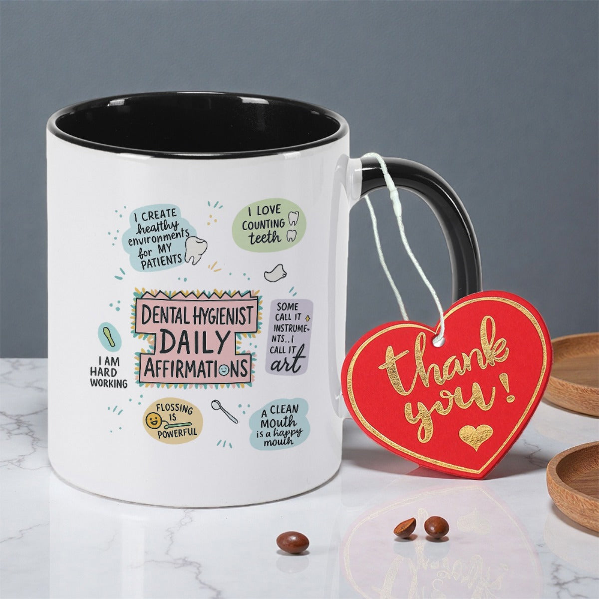Tailorly Black Accent 11 oz Mug - daily affirmations text
