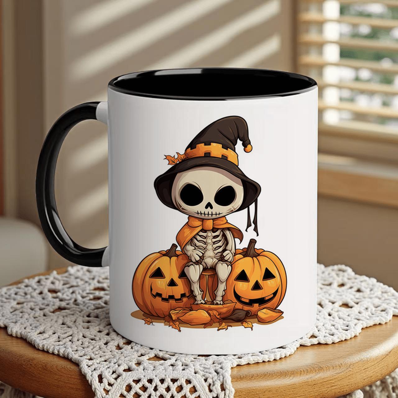 Tailorly Black Accent 11 oz Mug - pumpkin lantern