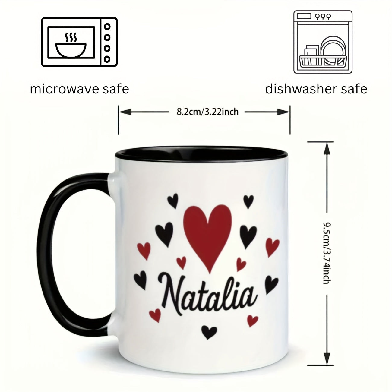 Tailorly Black Accent 11 oz Mug - cursive lettering "name"