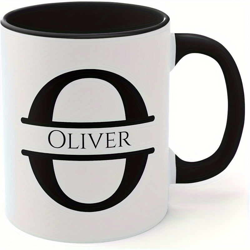 Tailorly Black Accent 11 oz Mug - monogram initial letter O with name