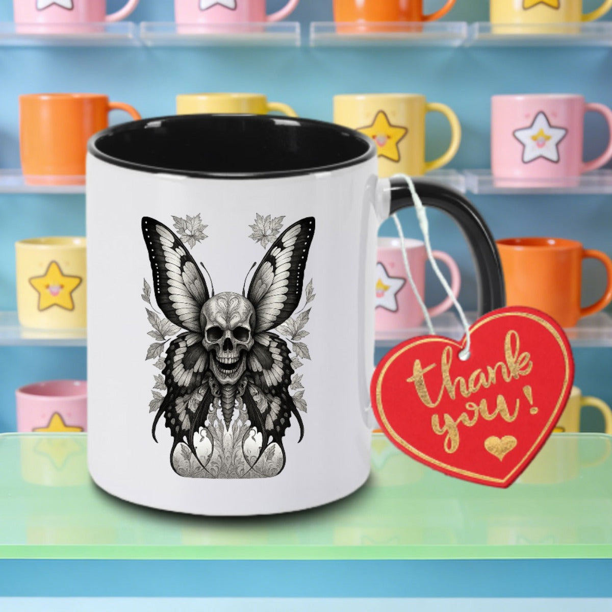 Tailorly Black Accent 11 oz Mug - gothic skull logo