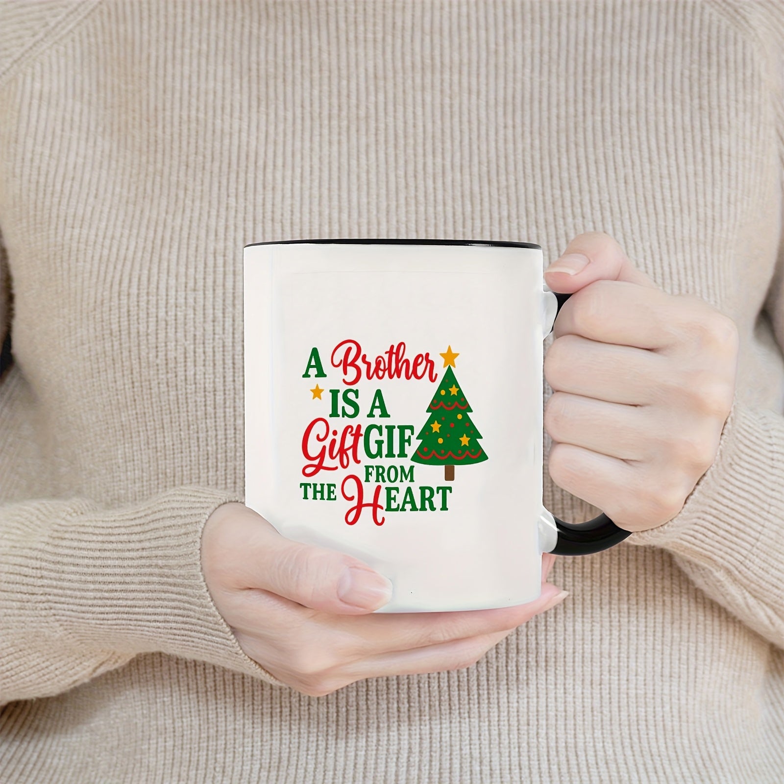 Tailorly Black Accent 11 oz Mug - festive christmas message