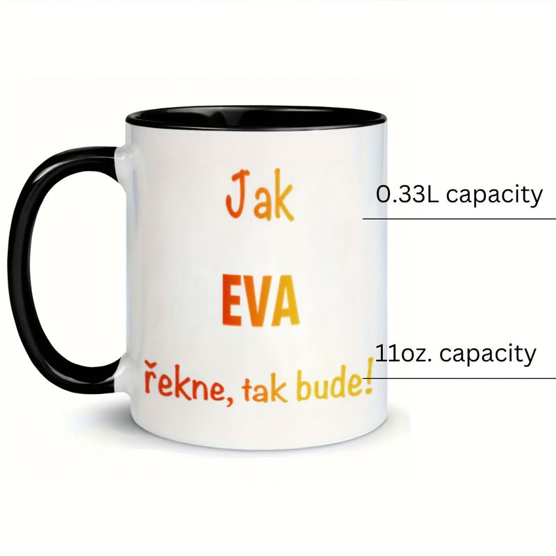Tailorly Black Accent 11 oz Mug - eva coffee mug with "eva" text
