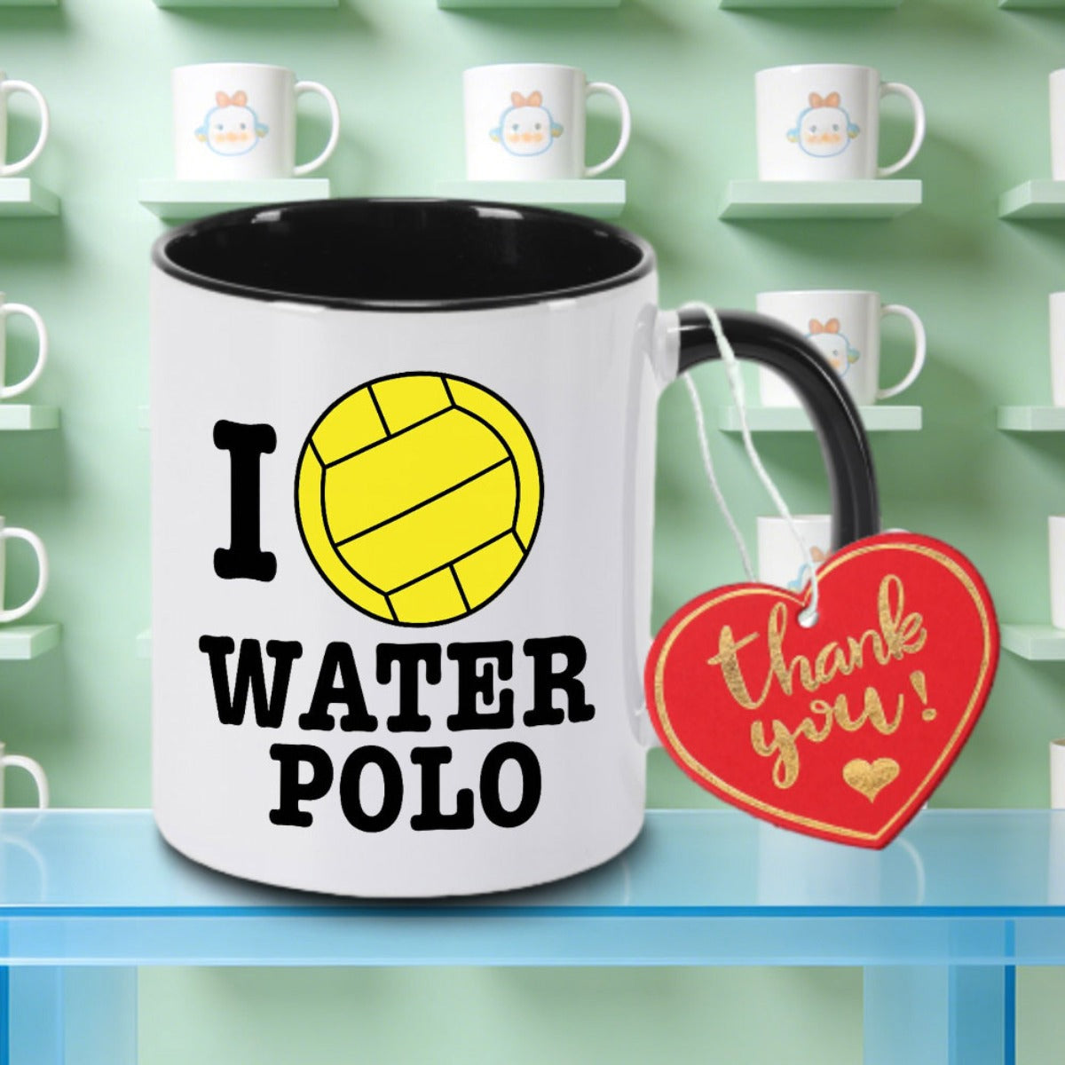 Tailorly Black Accent 11 oz Mug - yellow water emblem