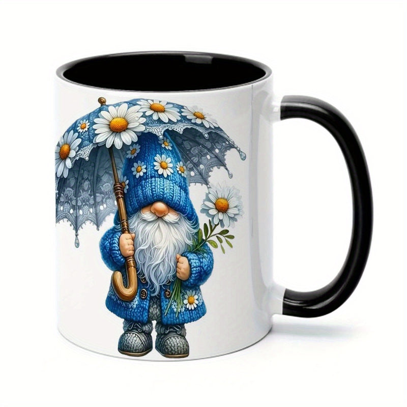 Tailorly Black Accent 11 oz Mug - gnome daisies