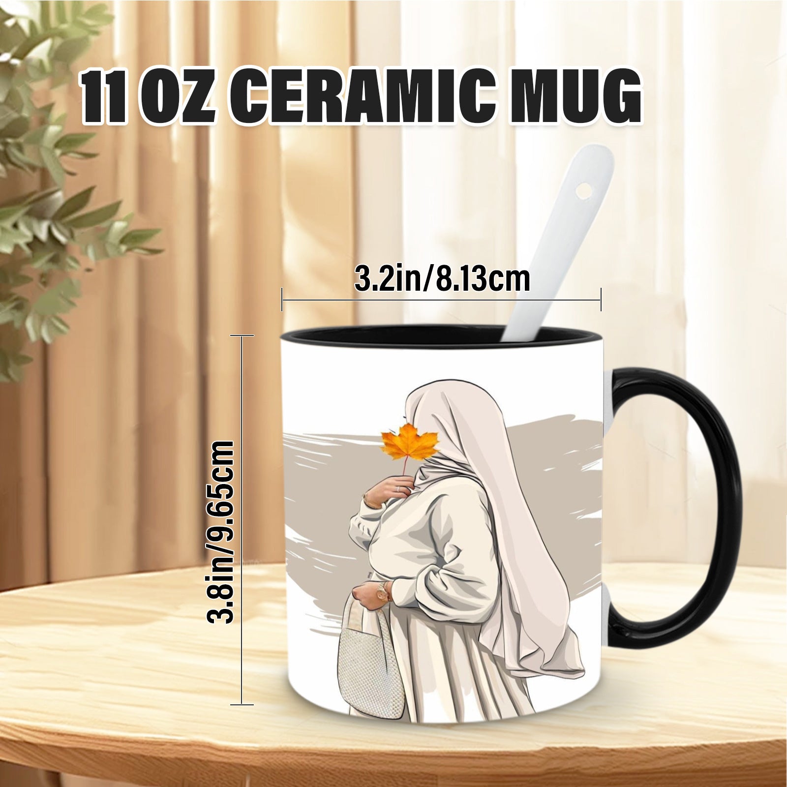 Tailorly Black Accent 11 oz Mug - muslim woman illustration