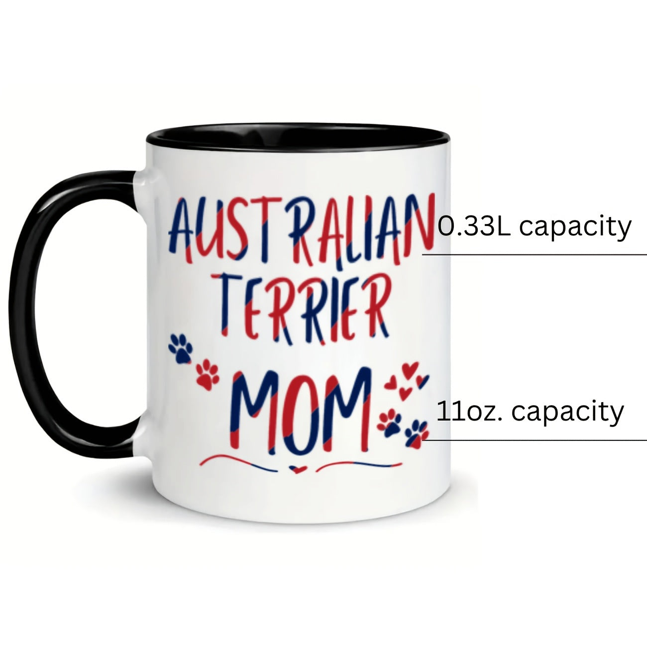 Tailorly Black Accent 11 oz Mug - australian terrier mom text