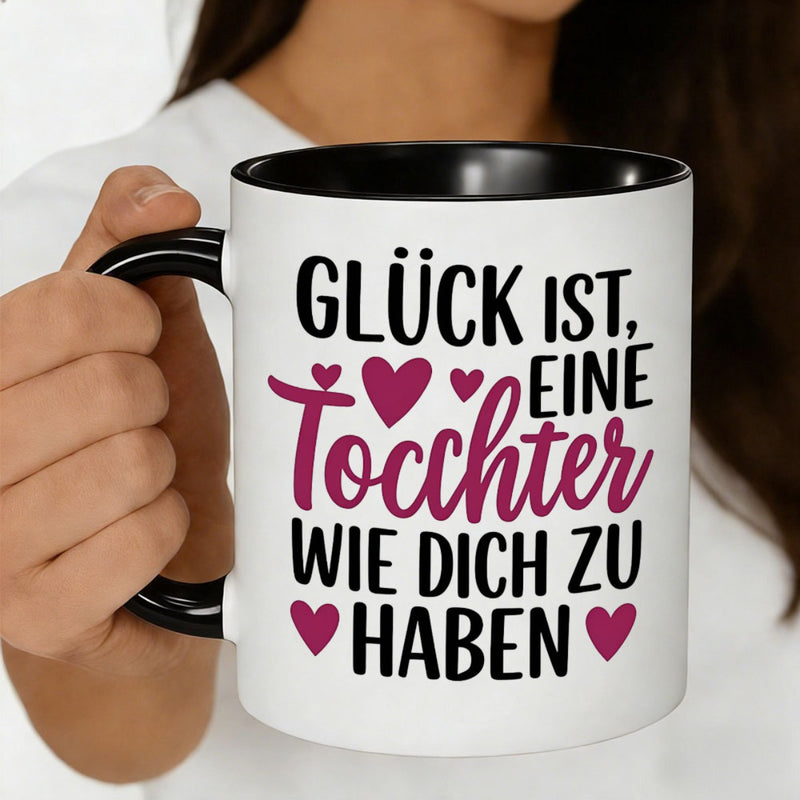 Tailorly Black Accent 11 oz Mug - having a daughter German quote