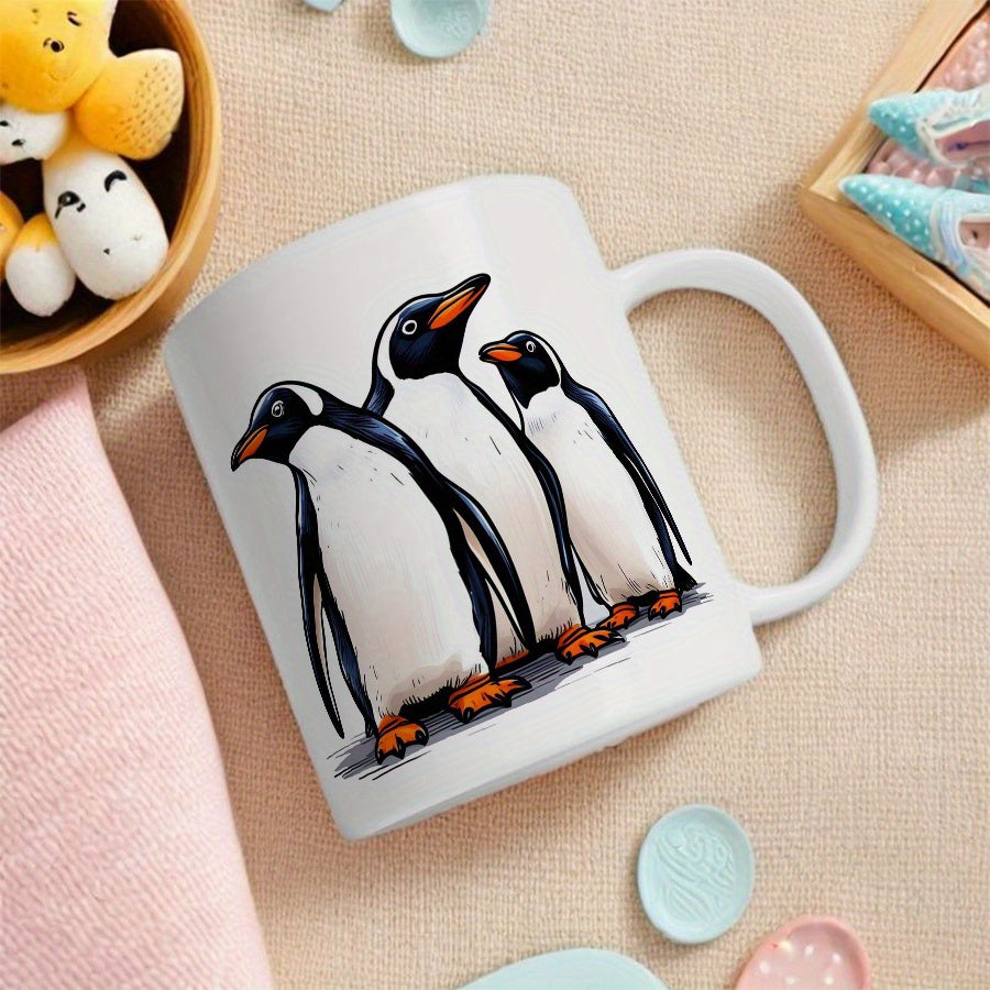 Tailorly Black Accent 11 oz Mug - black and white animal pattern on a beige background