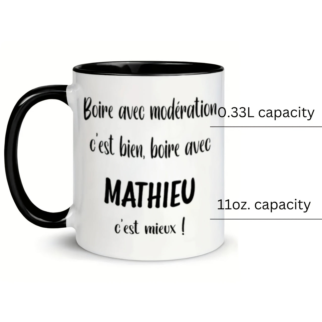 Tailorly Black Accent 11 oz Mug - elegant cursive text