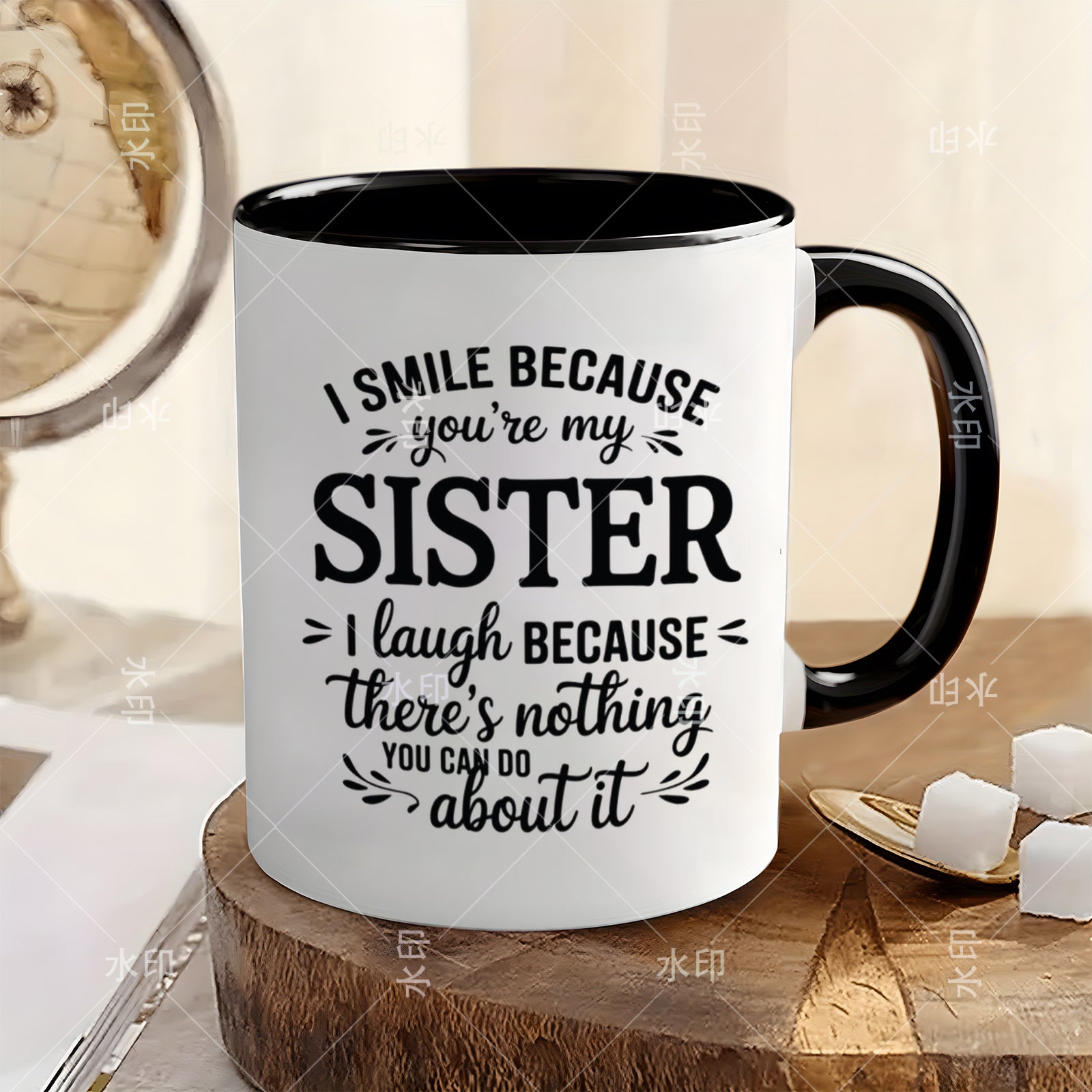 Tailorly Black Accent 11 oz Mug - sister quotes double sided
