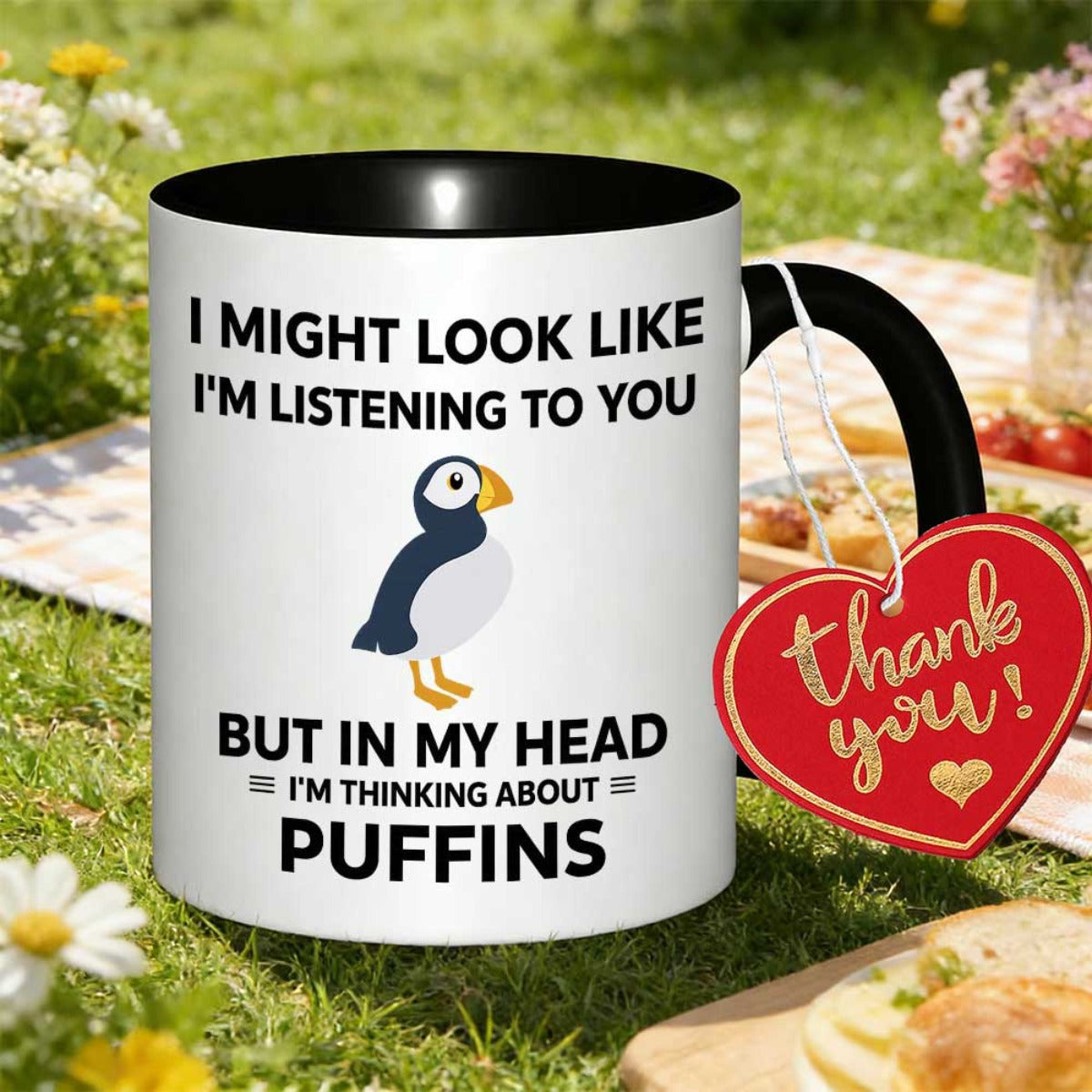Tailorly Black Accent 11 oz Mug - funny themed Thanksgiving festival celebrations condolence text