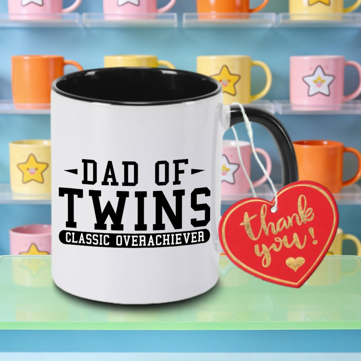 Tailorly Black Accent 11 oz Mug - dad of twins logo lettering
