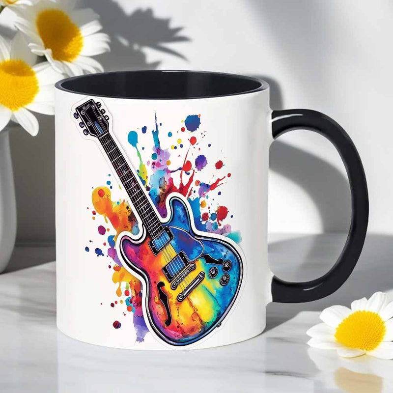 Tailorly Black Accent 11 oz Mug - vibrant electric pattern