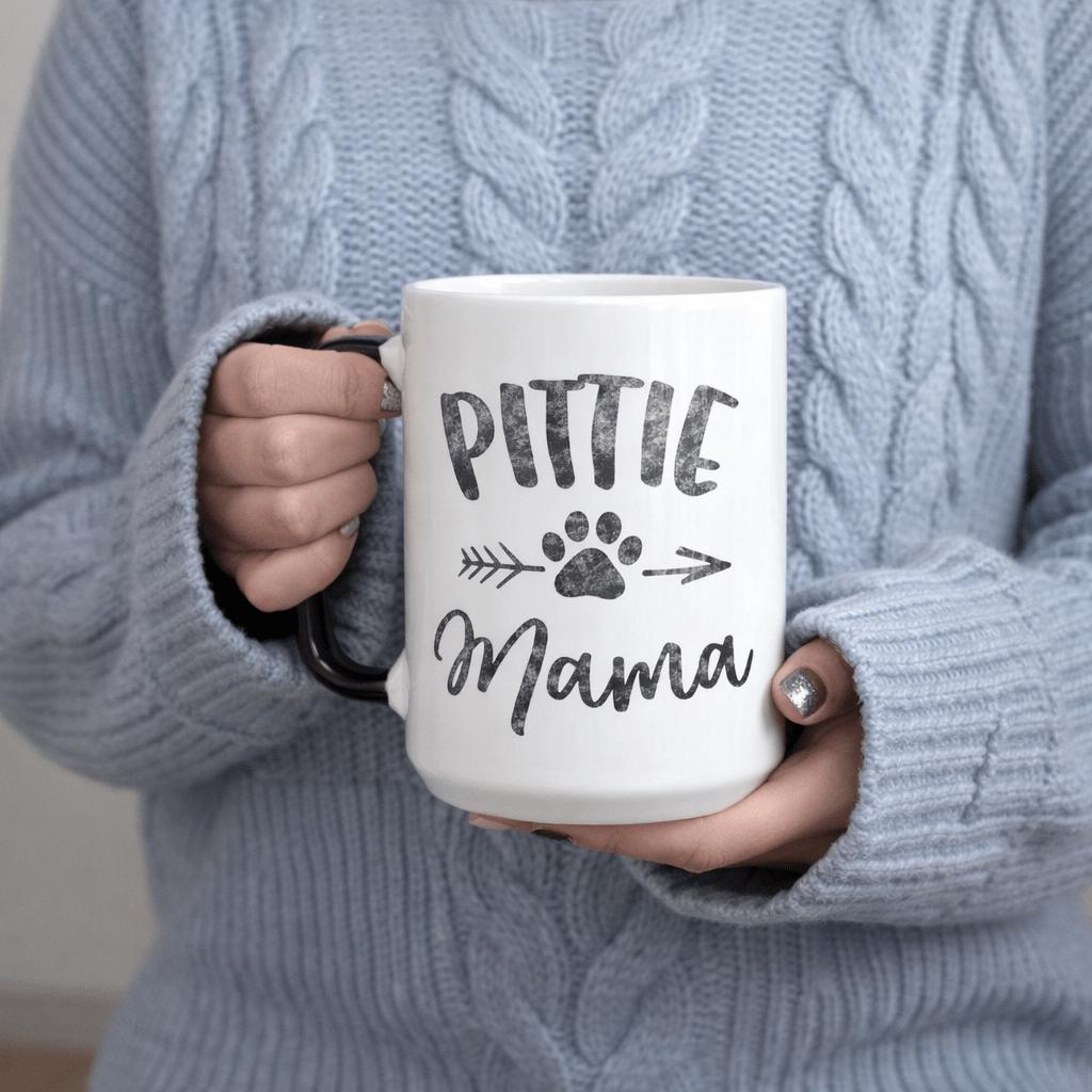 Tailorly Black Accent 11 oz Mug - mama dog paw print