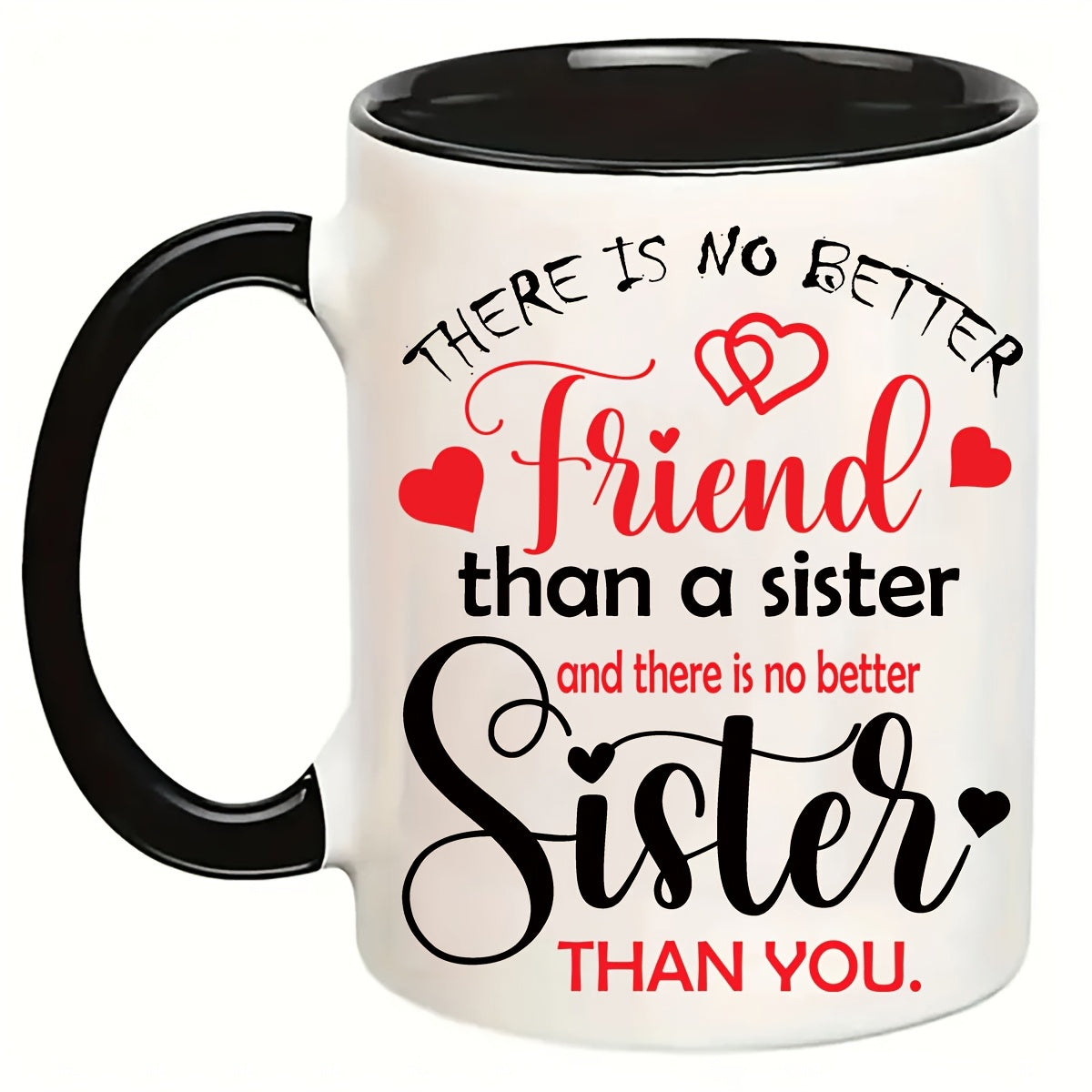 Tailorly Black Accent 11 oz Mug - sister letter
