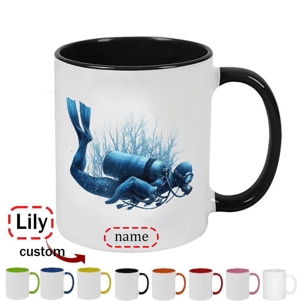 Tailorly Black Accent 11 oz Mug - diver graphic