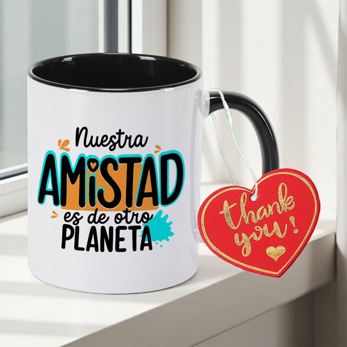 Tailorly Black Accent 11 oz Mug - nsramic spanish text， double sided print