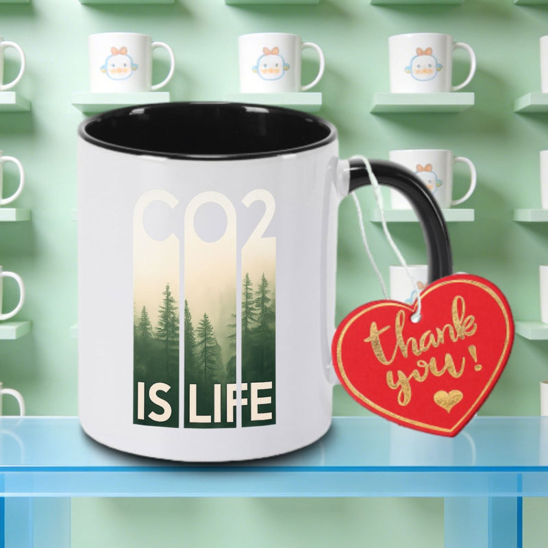 Tailorly Black Accent 11 oz Mug - co2 chemical formula with CYC logo and lettering