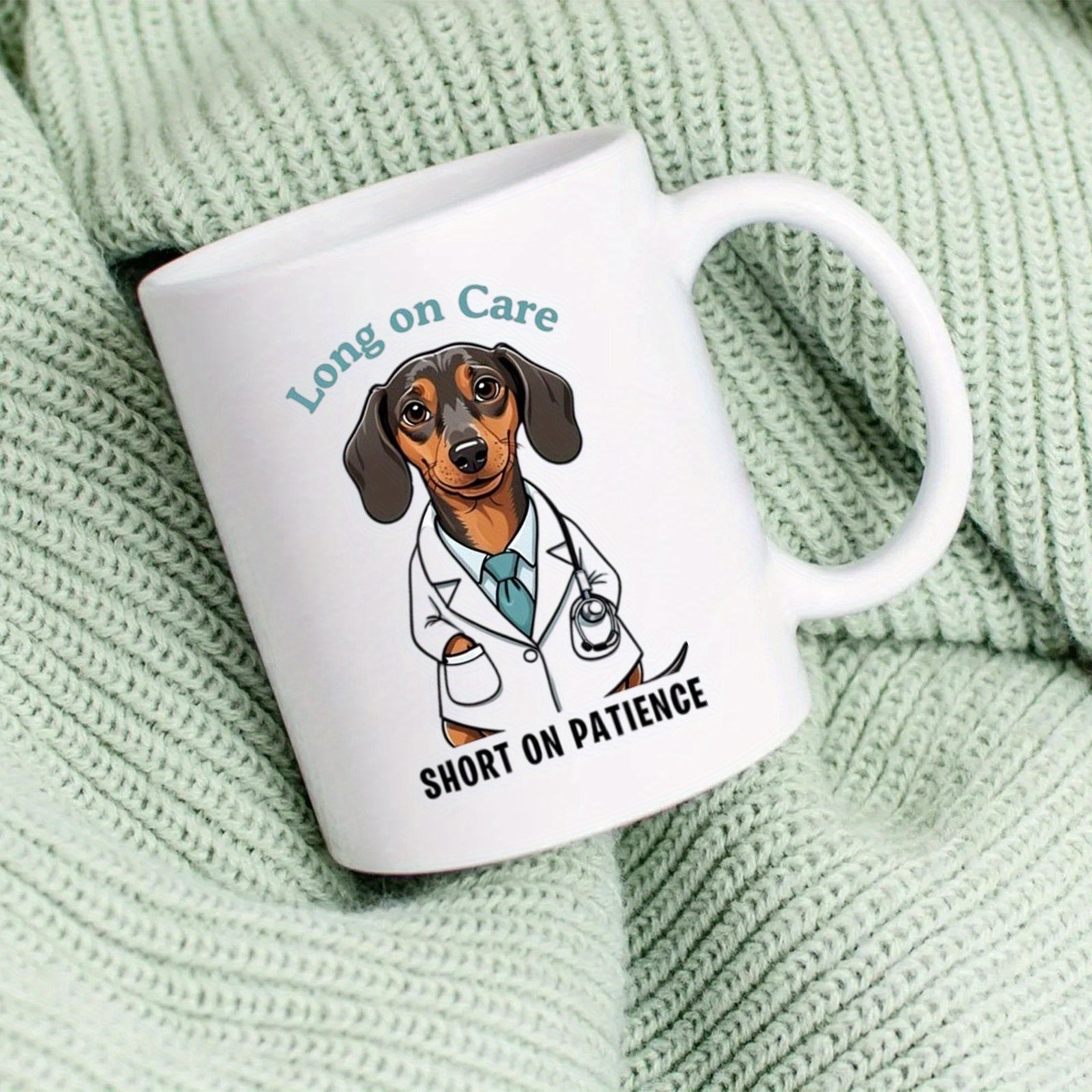 Tailorly Black Accent 11 oz Mug - adorable German short legged dog