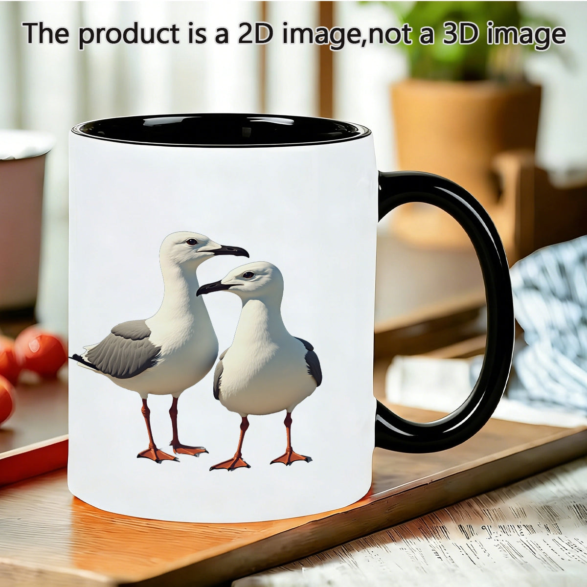 Tailorly Black Accent 11 oz Mug - white seagull