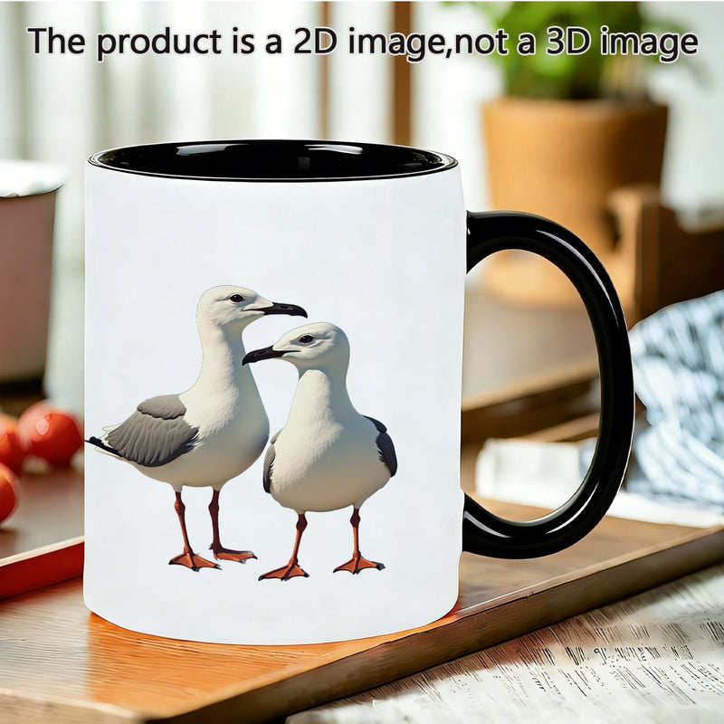 Tailorly Black Accent 11 oz Mug - white seagull