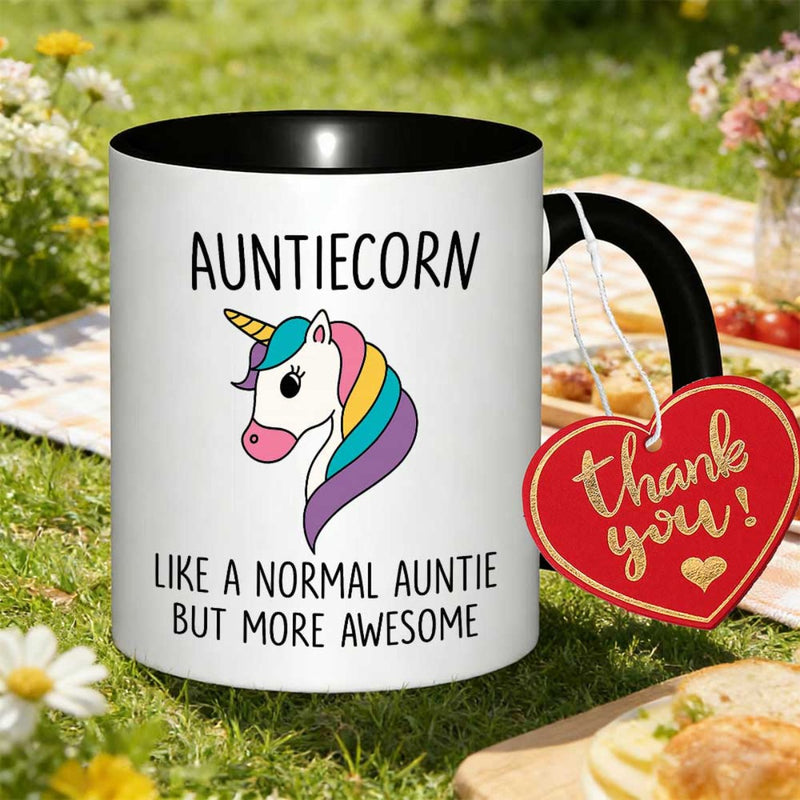 Tailorly Black Accent 11 oz Mug - with like a normal auntie but more awesome quote