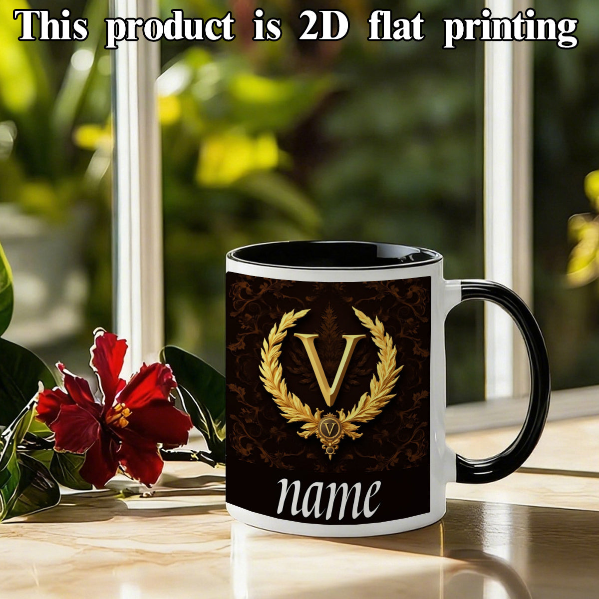 Tailorly Black Accent 11 oz Mug - customizable text wreath cute cartoon anime